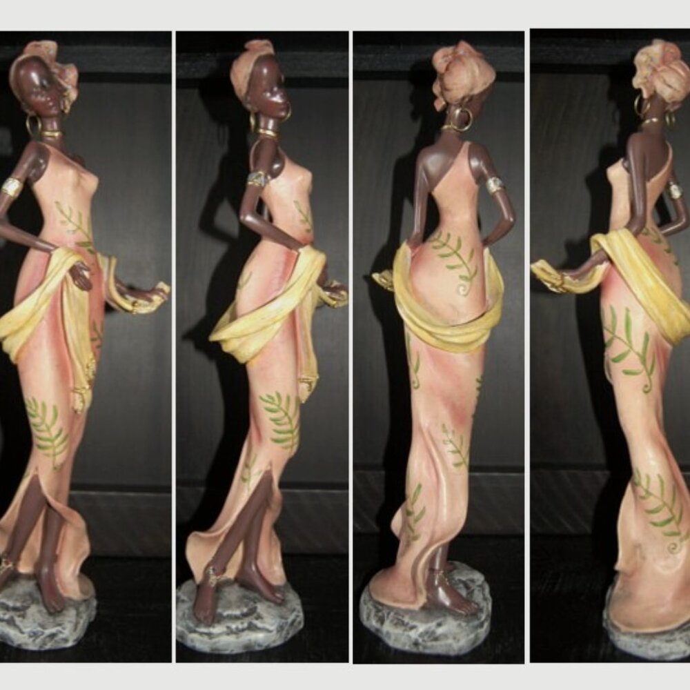 NWOT Tribal Art Figurine, 15" Tall African Woman Statue